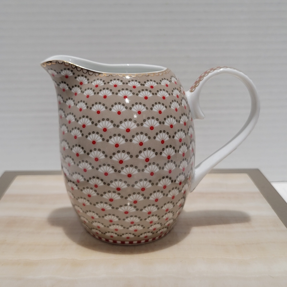 Pip Studio Amsterdam Small Milk Jug Bloomingtails Khaki Pattern Floral Fan